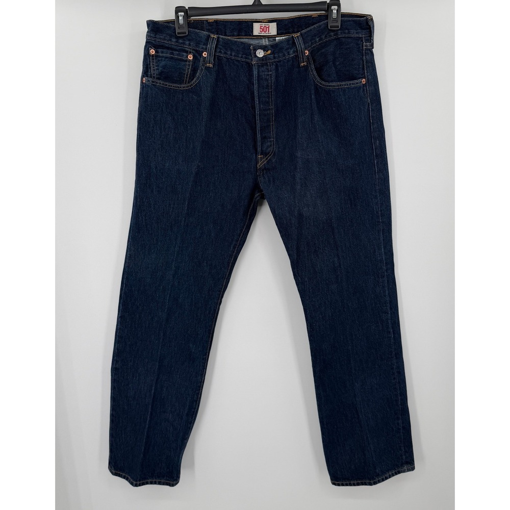 Levis 501 Original Dark Wash Indigo Straight Leg Button Fly Jeans Mens 40x32